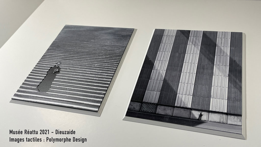 Images visiotactiles des 2 photographies de Dieuzaide : L'escalier de G�rone 1956, et  Autoportrait 1960. 